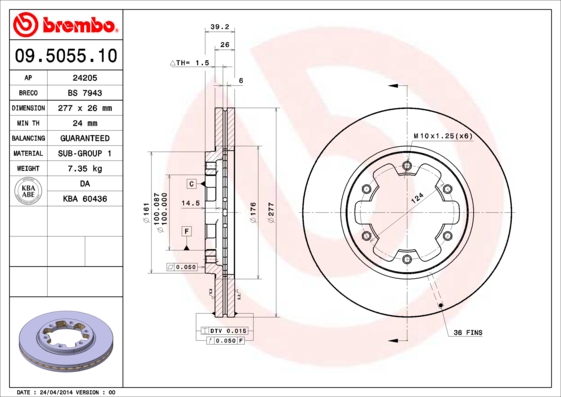 BREMBO Első féktárcsa 09.5055.10_BREMBO