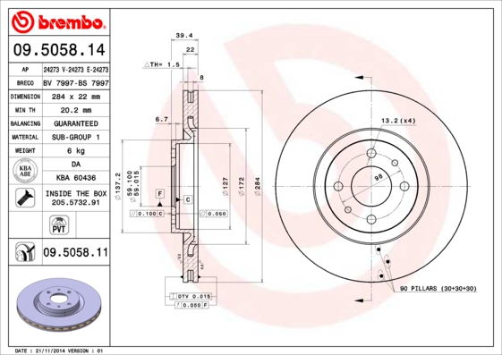 BREMBO Első féktárcsa 09.5058.11_BREMBO