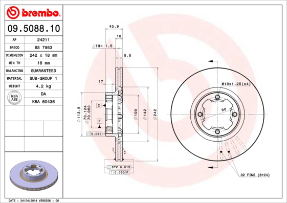 BREMBO Első féktárcsa 09.5088.10_BREMBO