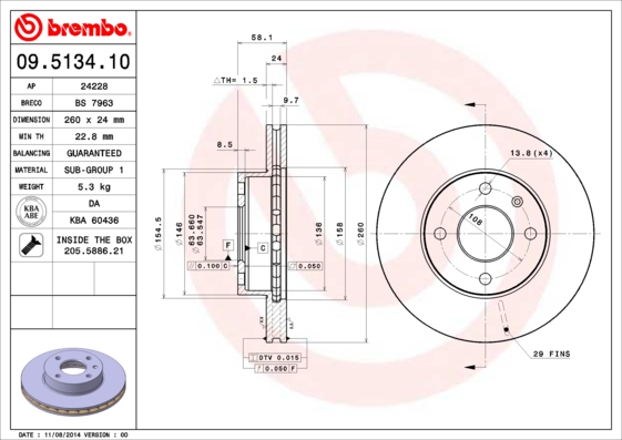 BREMBO Első féktárcsa 09.5134.10_BREMBO