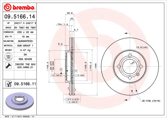 BREMBO Első féktárcsa 09.5166.11_BREMBO