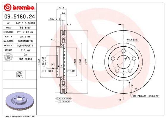 BREMBO Első féktárcsa 09.5180.24_BREMBO