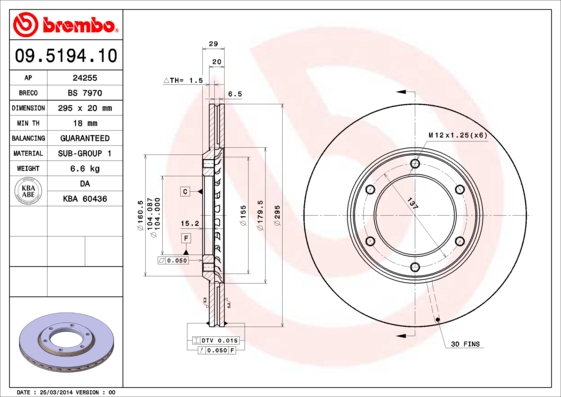 BREMBO Első féktárcsa 09.5194.10_BREMBO