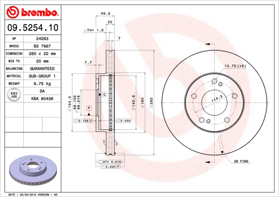 BREMBO Első féktárcsa 09.5254.10_BREMBO