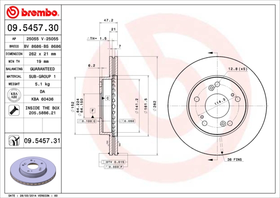 BREMBO Első féktárcsa 09.5457.31_BREMBO