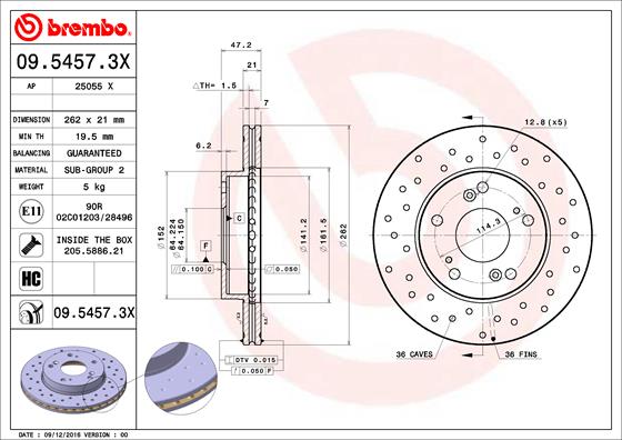 BREMBO Féktárcsa, mind 09.5457.3X_BREMBO