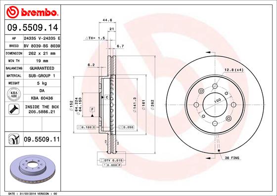 BREMBO Első féktárcsa 09.5509.11_BREMBO