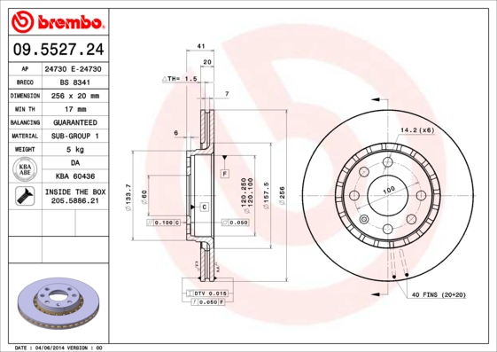 BREMBO Első féktárcsa 09.5527.24_BREMBO