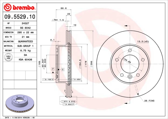 BREMBO Első féktárcsa 09.5529.10_BREMBO