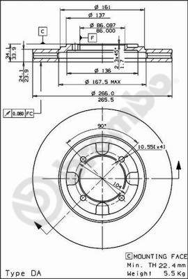 BREMBO Első féktárcsa 09.5537.10_BREMBO