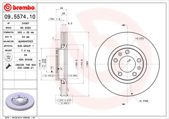 BREMBO Első féktárcsa 09.5574.10_BREMBO