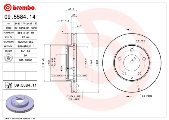 BREMBO Első féktárcsa 09.5584.11_BREMBO