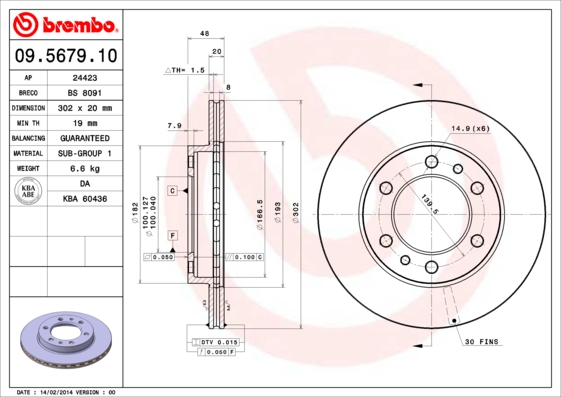 BREMBO Első féktárcsa 09.5679.10_BREMBO