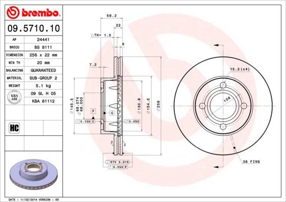 BREMBO 09.5710.10_BREMBO Első féktárcsa