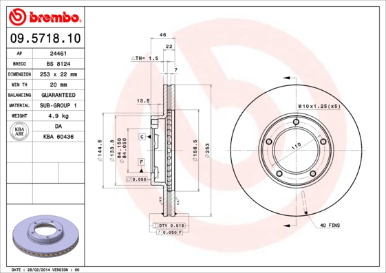 BREMBO Féktárcsa, mind 09.5718.10_BREMBO