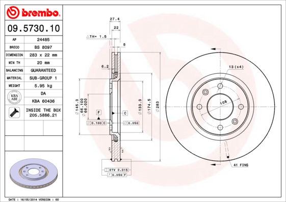 BREMBO Első féktárcsa 09.5730.10_BREMBO