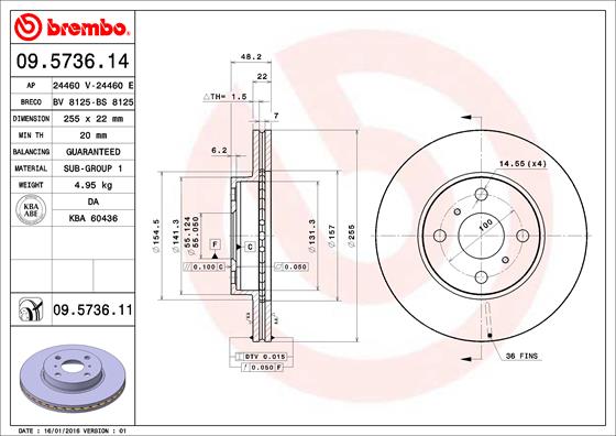 BREMBO Első féktárcsa 09.5736.11_BREMBO