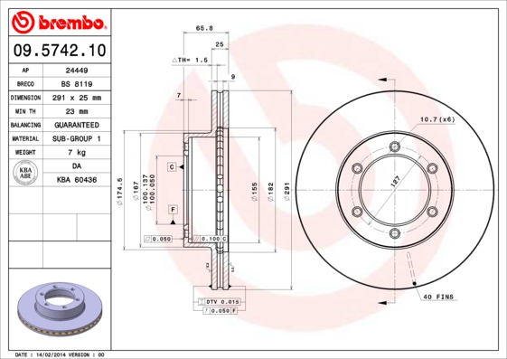 BREMBO Első féktárcsa 09.5742.10_BREMBO