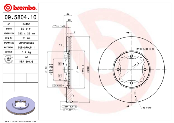 BREMBO Első féktárcsa 09.5804.10_BREMBO