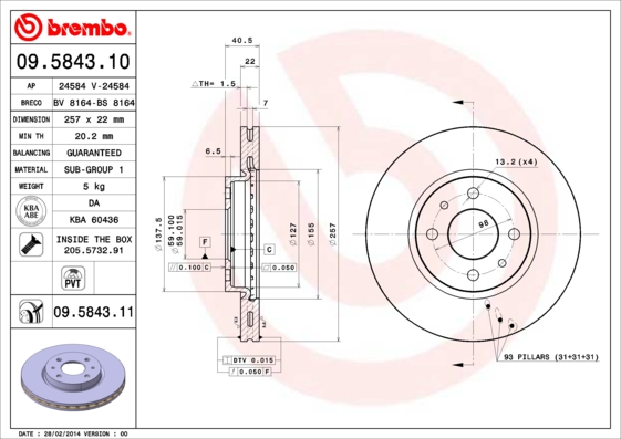 BREMBO Első féktárcsa 09.5843.11_BREMBO