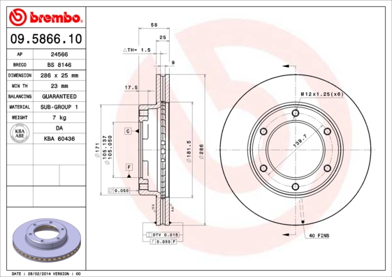 BREMBO Első féktárcsa 09.5866.10_BREMBO