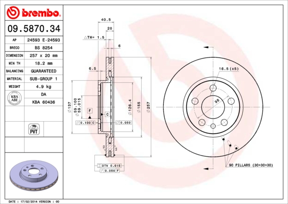 BREMBO Első féktárcsa 09.5870.34_BREMBO