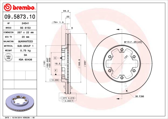 BREMBO Első féktárcsa 09.5873.10_BREMBO