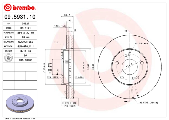 BREMBO Első féktárcsa 09.5931.10_BREMBO