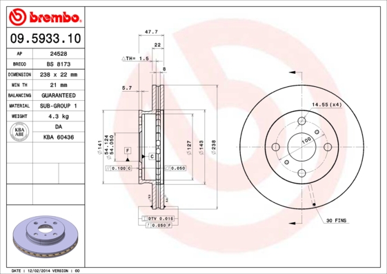 BREMBO Első féktárcsa 09.5933.10_BREMBO