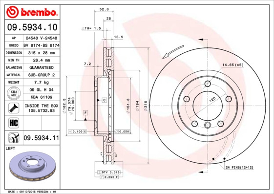 BREMBO Első féktárcsa 09.5934.11_BREMBO