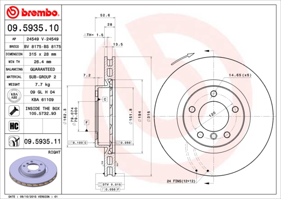 BREMBO Első féktárcsa 09.5935.11_BREMBO