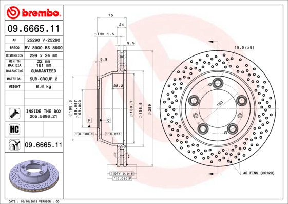 BREMBO Hátsó féktárcsa 09.6665.11_BREMBO