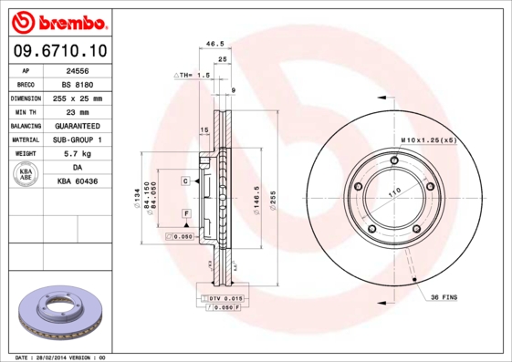 BREMBO Első féktárcsa 09.6710.10_BREMBO