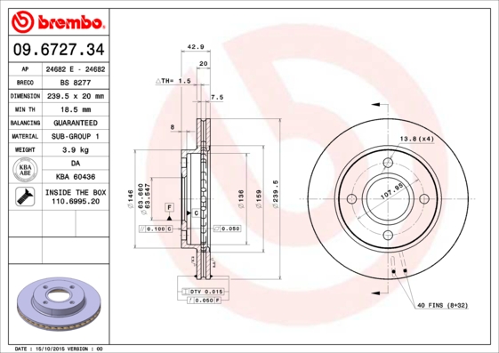 BREMBO Első féktárcsa 09.6727.34_BREMBO