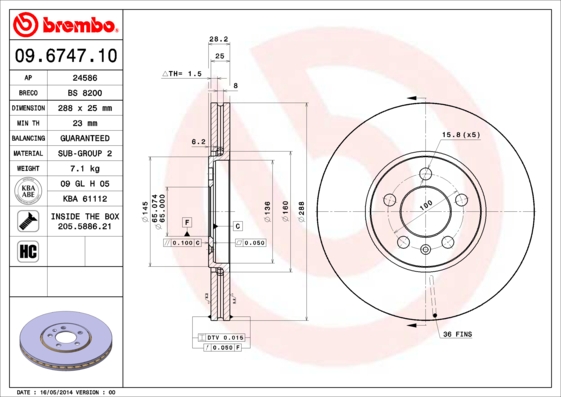 BREMBO 09.6747.10_BREMBO Első féktárcsa