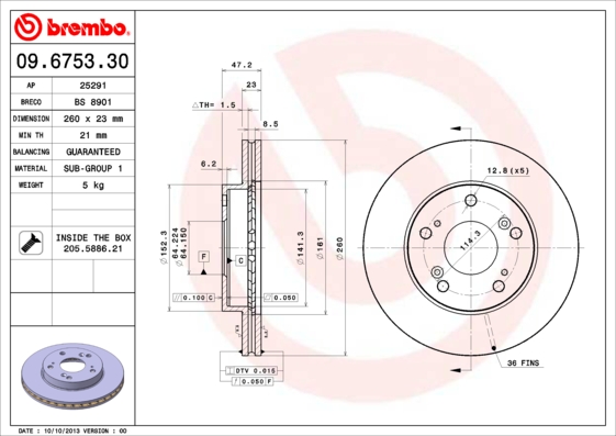 BREMBO Első féktárcsa 09.6753.30_BREMBO