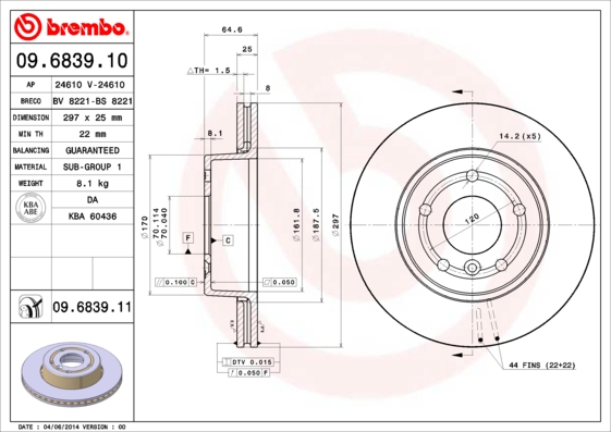 BREMBO Első féktárcsa 09.6839.11_BREMBO