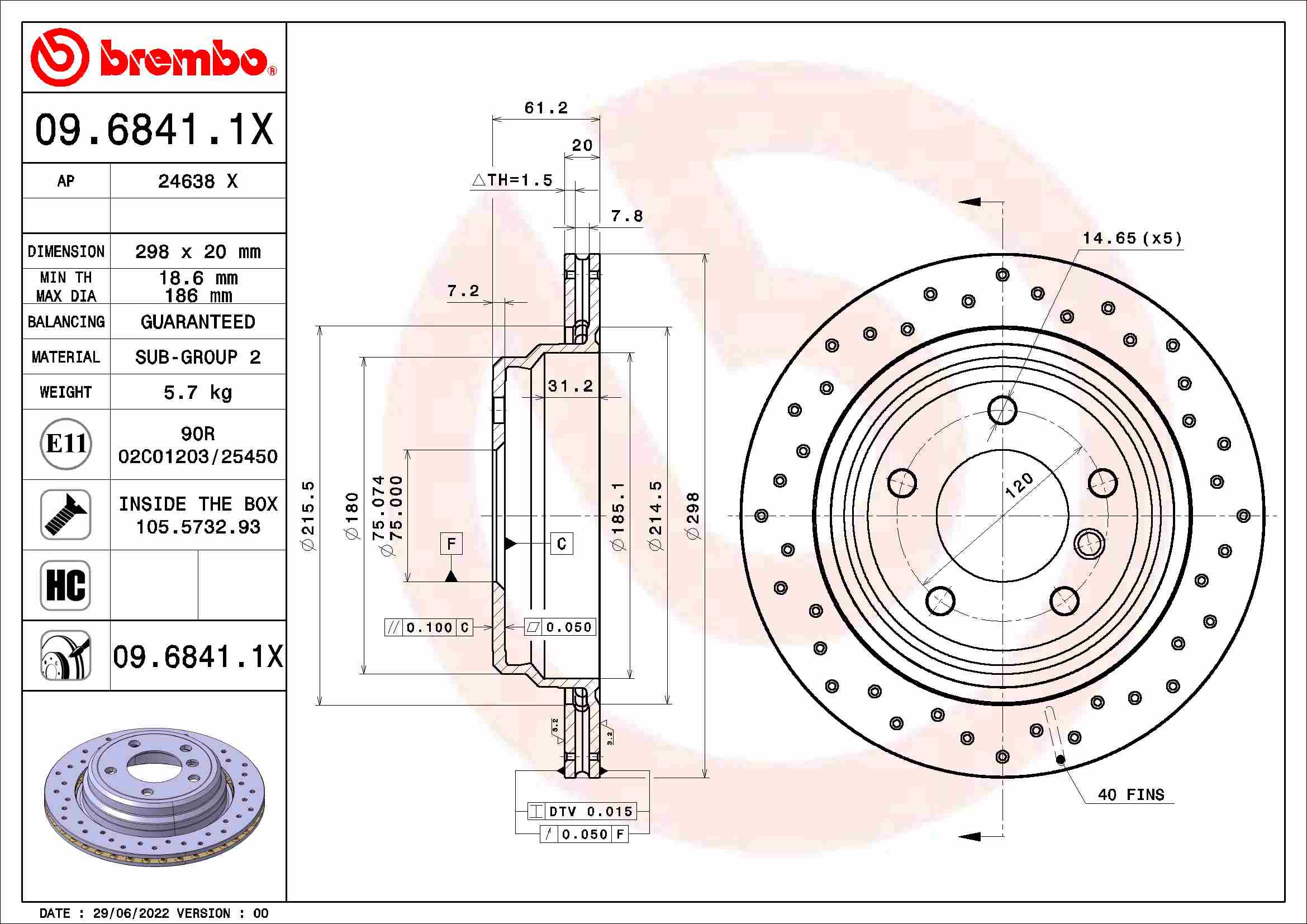 BREMBO Féktárcsa, mind 09.6841.1X_BREMBO