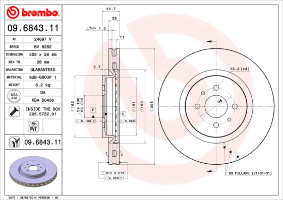 BREMBO Első féktárcsa 09.6843.11_BREMBO