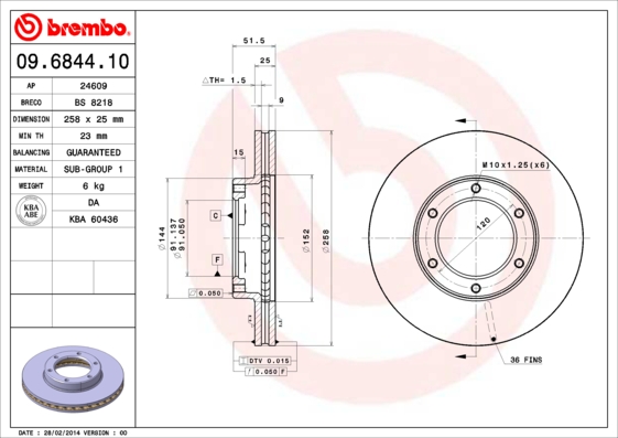 BREMBO Első féktárcsa 09.6844.10_BREMBO