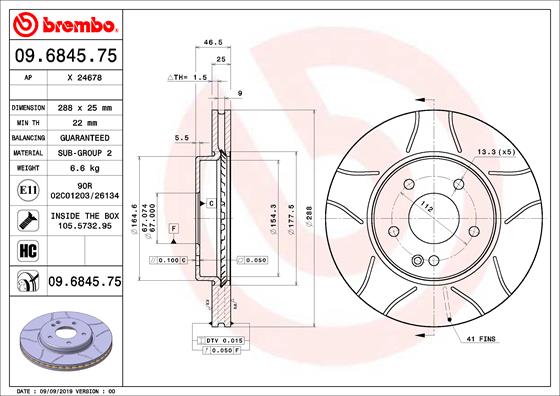 BREMBO Első féktárcsa 09.6845.75_BREMBO