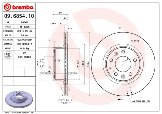 BREMBO Első féktárcsa 09.6854.10_BREMBO