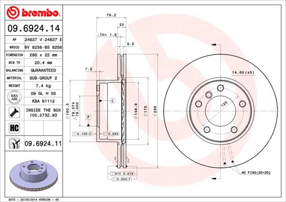 BREMBO Első féktárcsa 09.6924.11_BREMBO