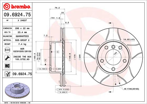 BREMBO Első féktárcsa 09.6924.75_BREMBO