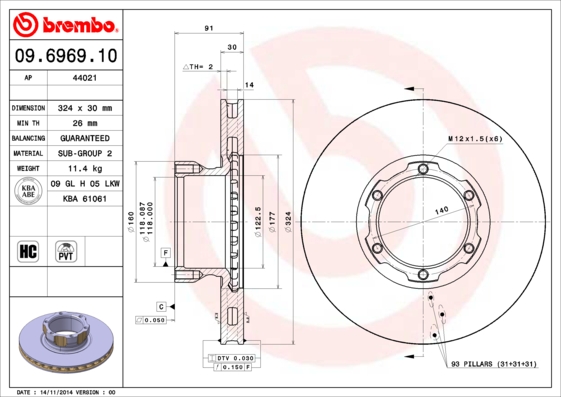 BREMBO Első féktárcsa 09.6969.10_BREMBO