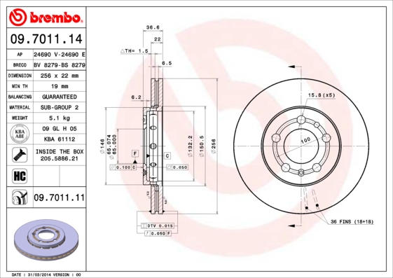 BREMBO 09.7011.11_BREMBO Első féktárcsa