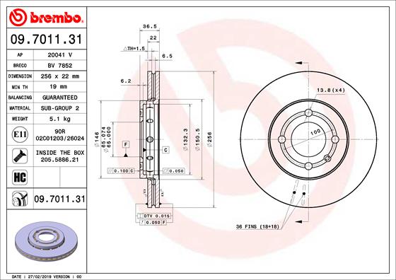 BREMBO Féktárcsa, mind 09.7011.31_BREMBO