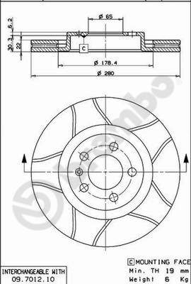 BREMBO Első féktárcsa 09.7012.75_BREMBO