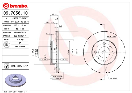 BREMBO Első féktárcsa 09.7056.11_BREMBO