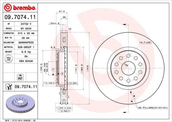 BREMBO Első féktárcsa 09.7074.11_BREMBO